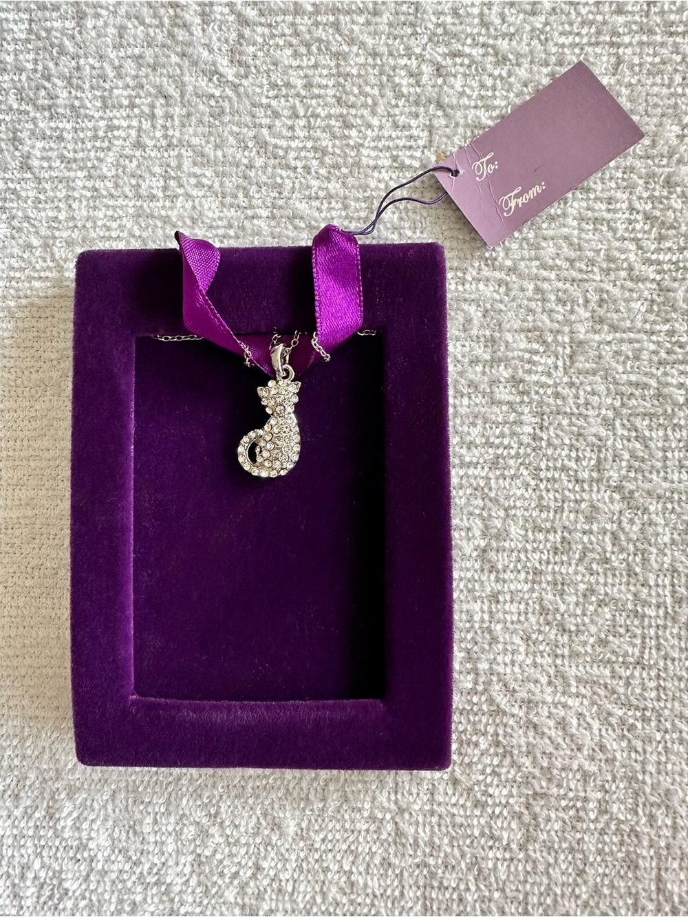 NWT Crystal Cat Pendant Necklace